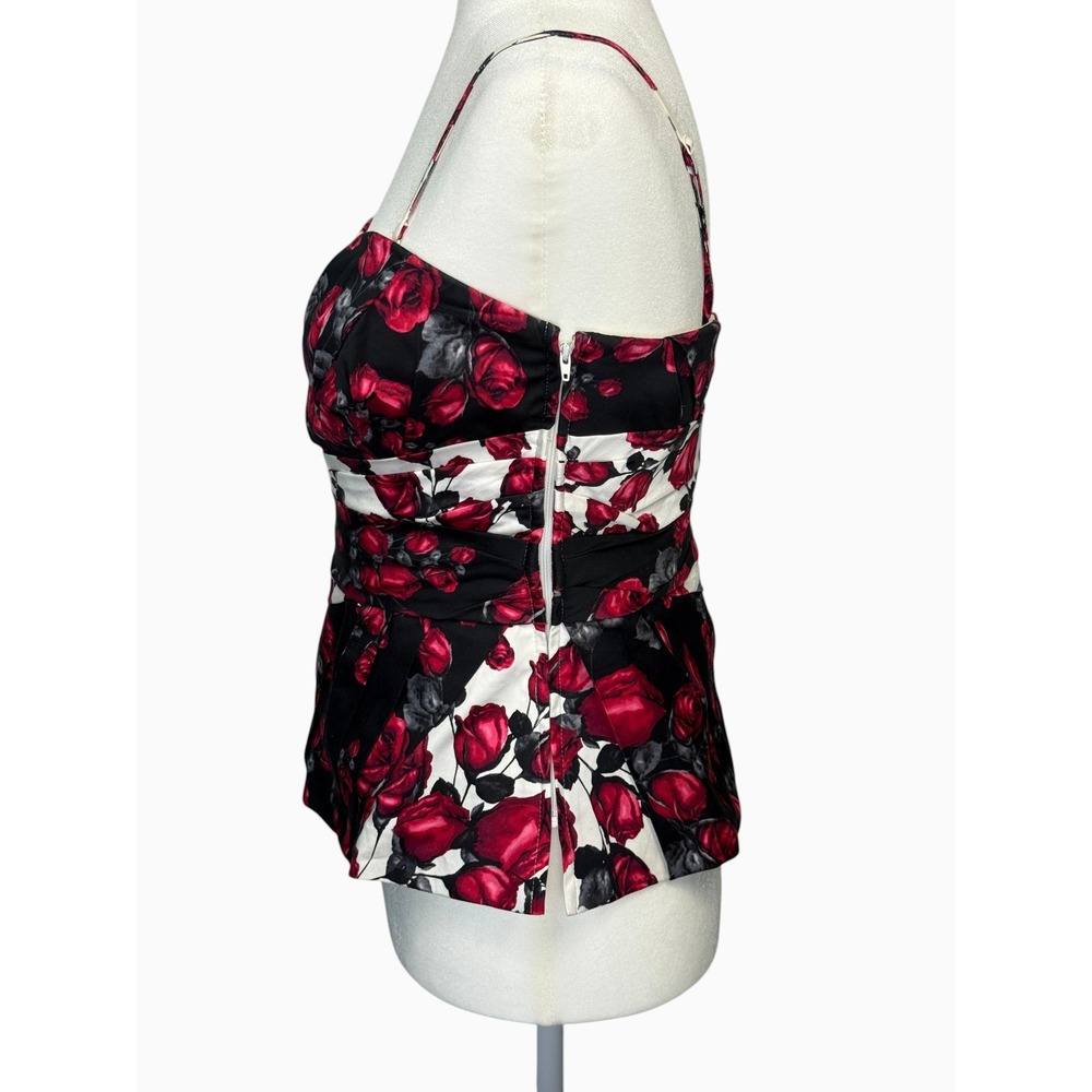 White House Black Market Floral Bustier Peplum Top Size M Strapless Rose Print - Picture 4 of 10